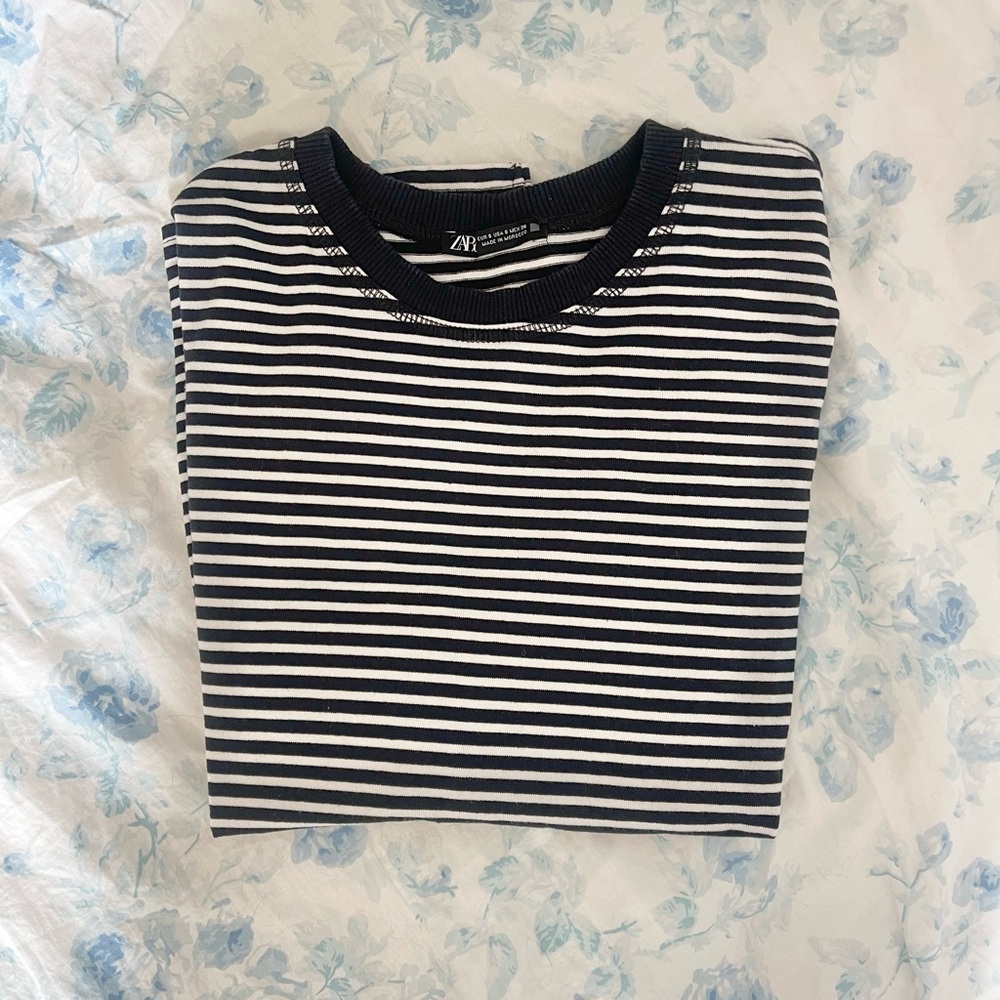 Zara Black and White Striped Top